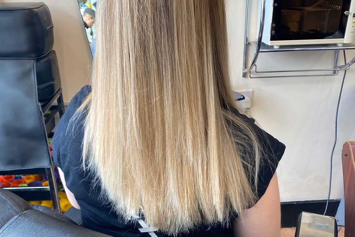 Precision haircut on European hair